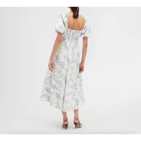 NWT Hill House Sz XS Matilda Midi Dress Wisteria White Floral Bridgerton Cottage - Picture 5 of 14